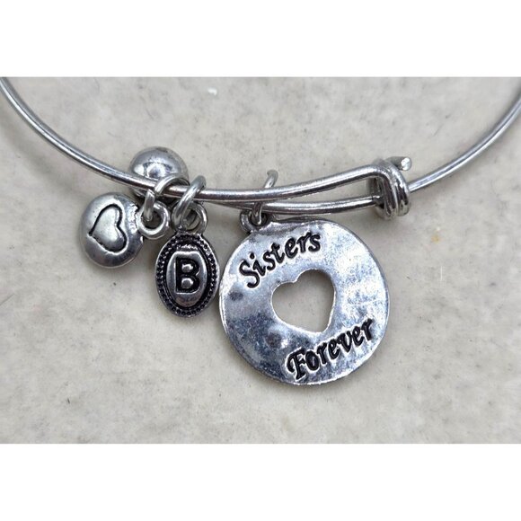 Silver Tone Expandable Bracelet Sisters Forever Charms - Picture 2 of 2
